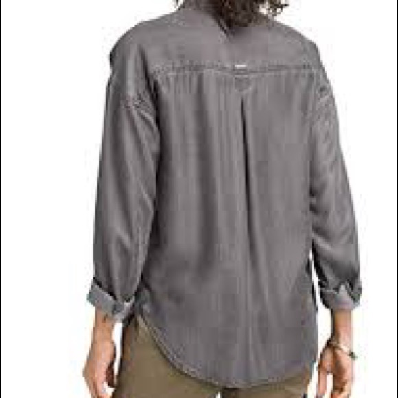 Prana Updrift tencel button down shirt with pocket women’s sz SX grey red - Picture 3 of 5